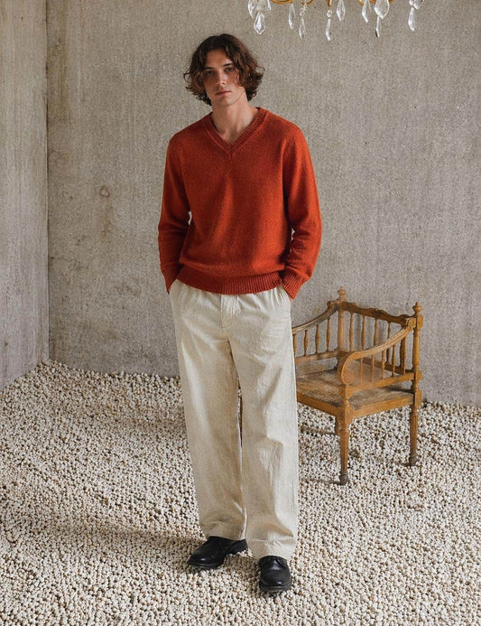 Burnt Orange Wool Jumper, 70s Retro Style