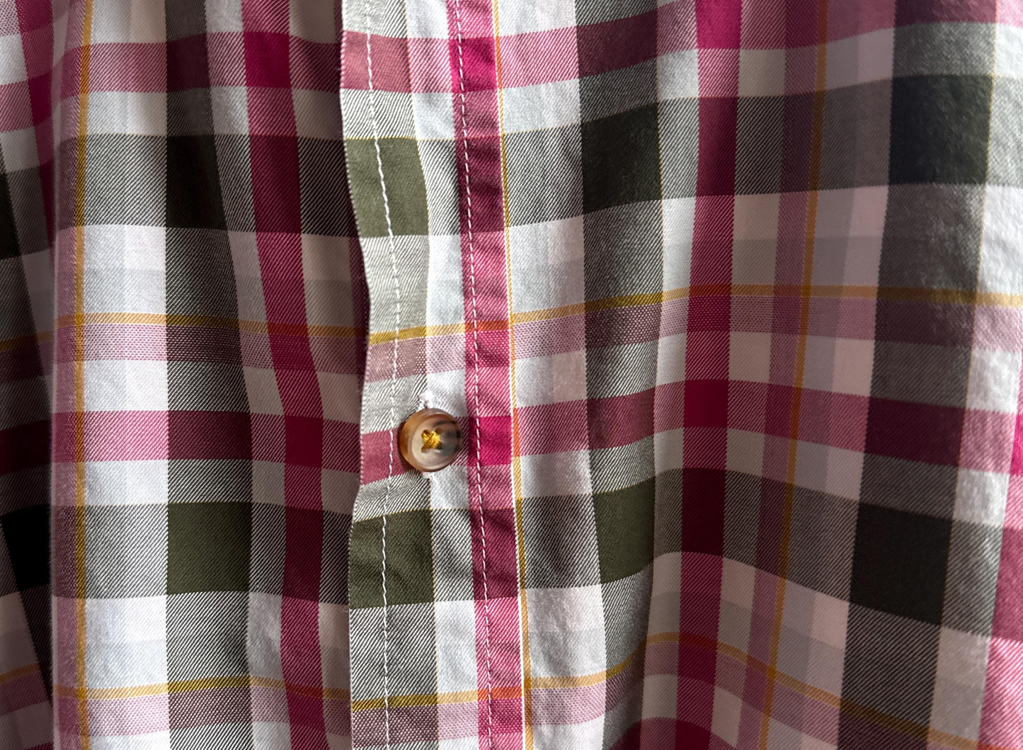 Boss Hugo Boss plaid button up Men shirt, Cotton long sleeve shirt, Size XL