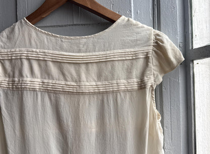 Vintage Off-White Silk Scoop Neck Top — additional view 12
