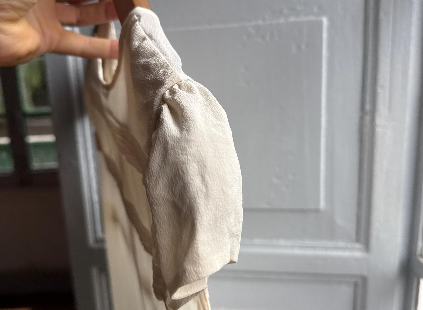 Vintage Off-White Silk Scoop Neck Top — additional view 14