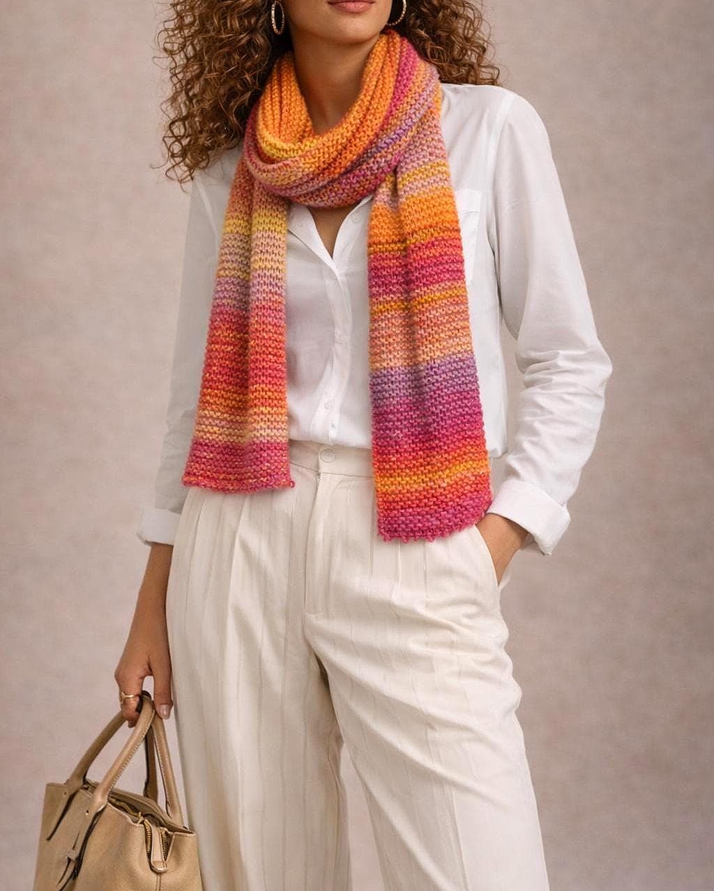 Multicolor Handknit Chunky Scarf