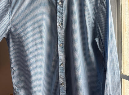 Light Blue Striped Cotton Shirt For Men — additional view 5