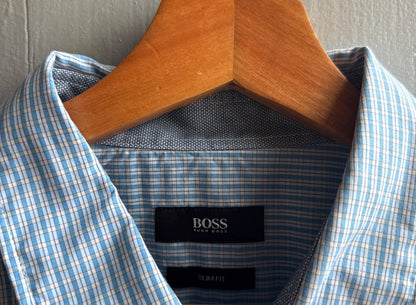 Light Blue Striped Cotton Shirt for Men — additional view 6