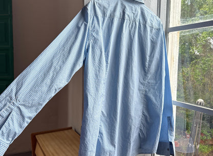 Hugo Boss light blue striped cotton shirt, Men formal office wear, size XL