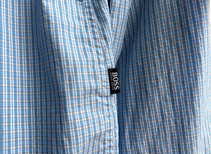 Light Blue Striped Cotton Shirt For Men — additional view 9