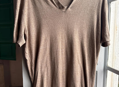 Extra Fine Cotton Tan Polo Shirt — fabric close-up