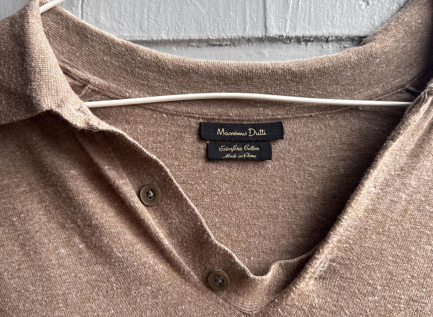 Luxury Massimo Dutti extra fine cotton tan polo shirt,  size M