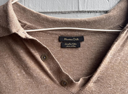 Luxury Massimo Dutti extra fine cotton tan polo shirt,  size M