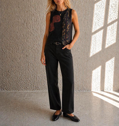 Custo Barcelona Black Abstract Patchwork Camisole