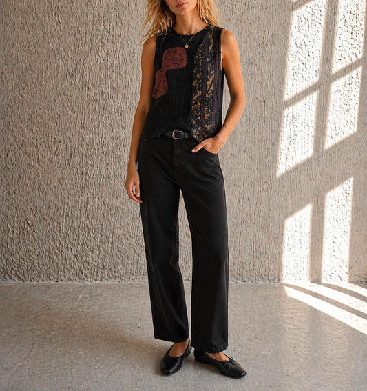 Custo Barcelona Black Abstract Patchwork Camisole
