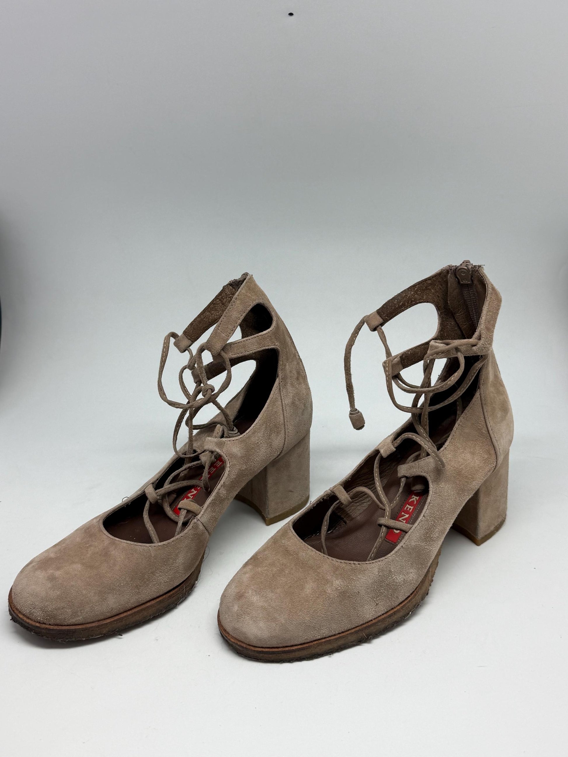 Taupe Suede Lace-Up Heels — additional view 8