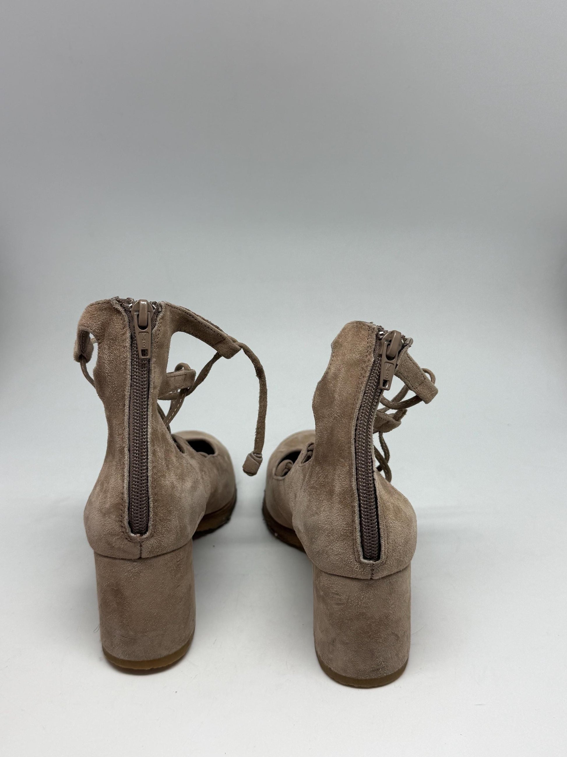 Taupe Suede Lace-Up Heels — additional view 7