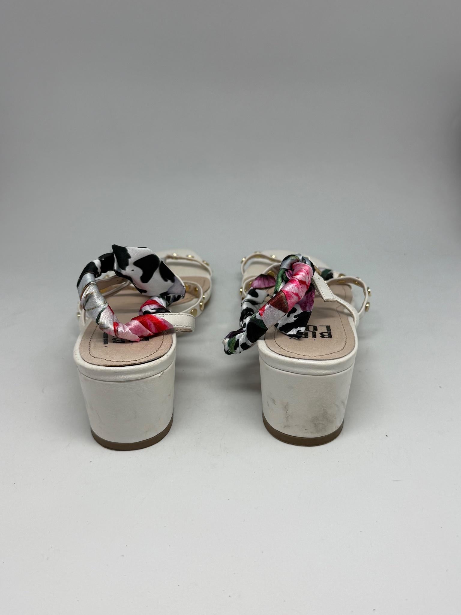 Bibi Lou White Leather Heels With Studded Straps — additional view 5