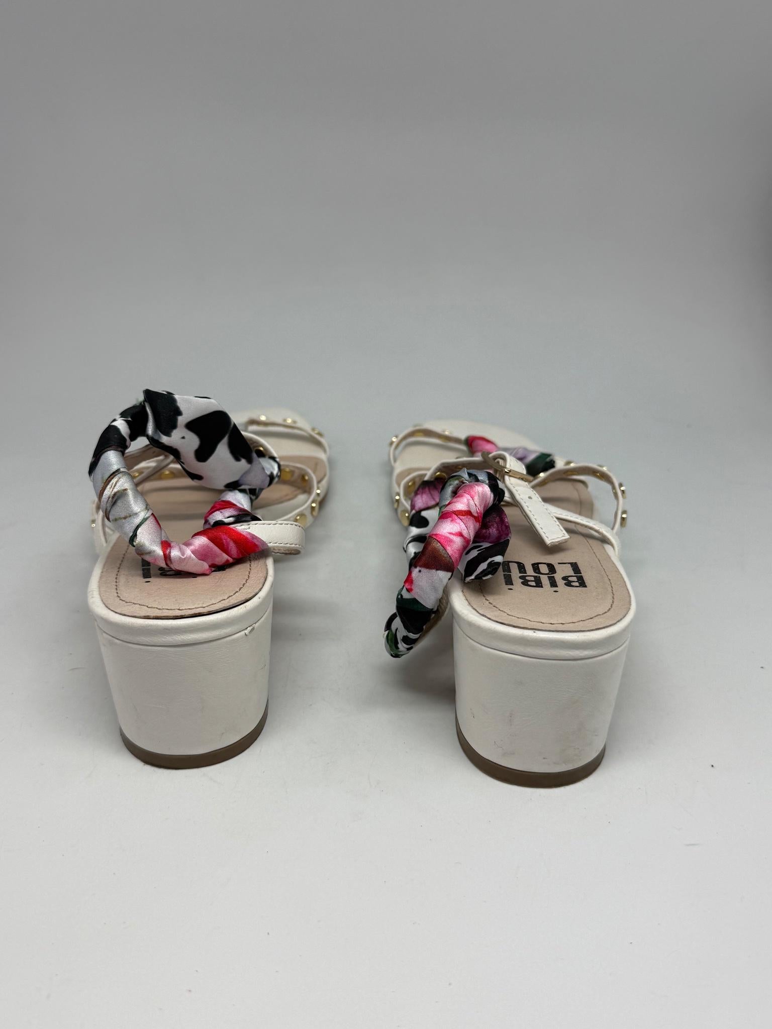 Bibi Lou White Leather Heels With Studded Straps — additional view 7