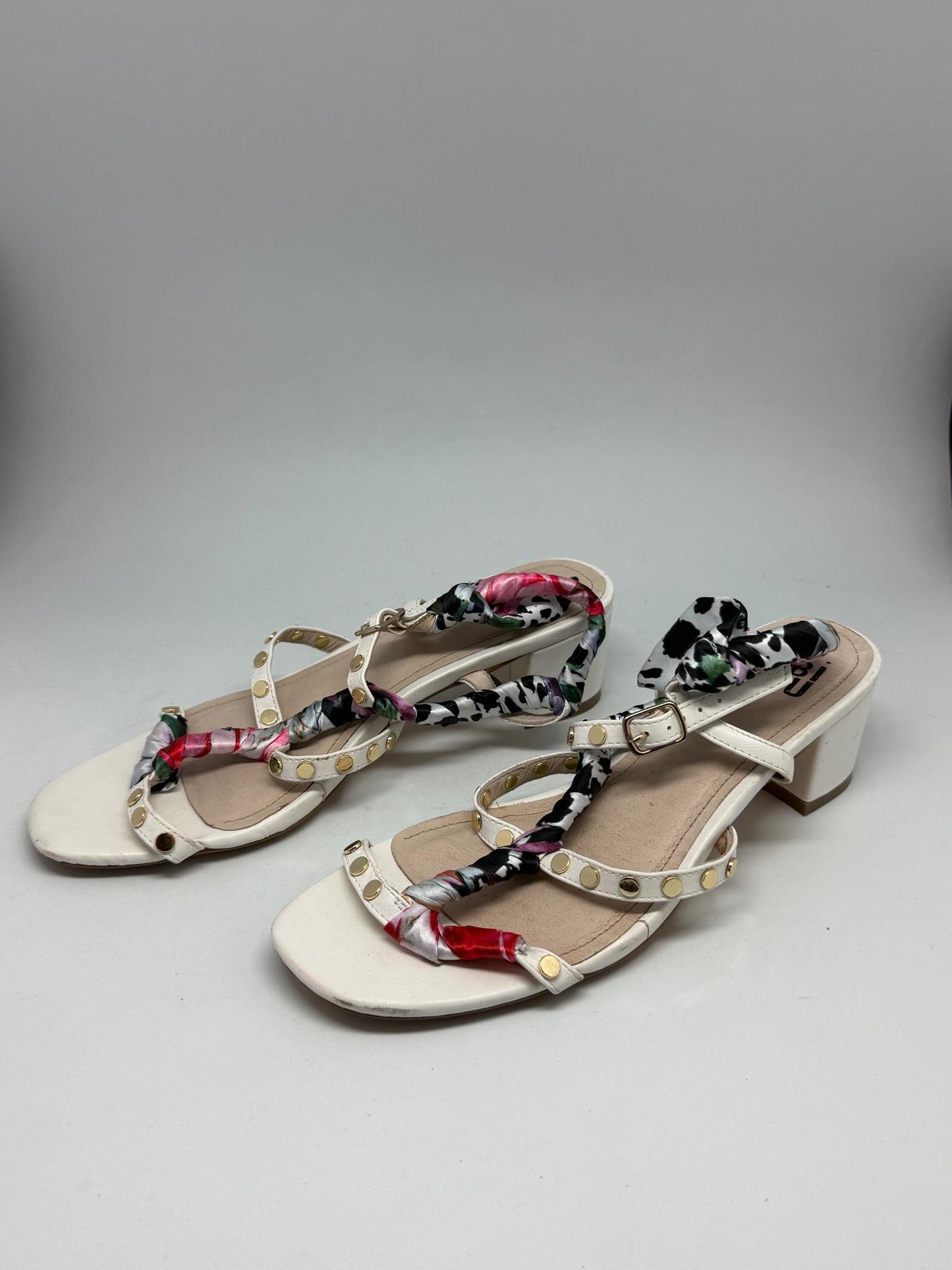Bibi Lou White Leather Heels With Studded Straps — additional view 8