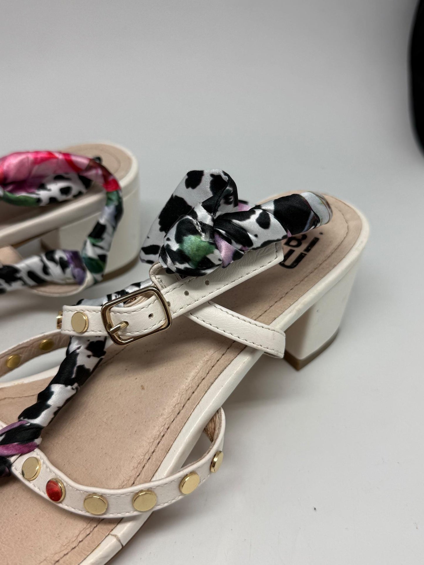 Bibi Lou White Leather Heels With Studded Straps — additional view 9