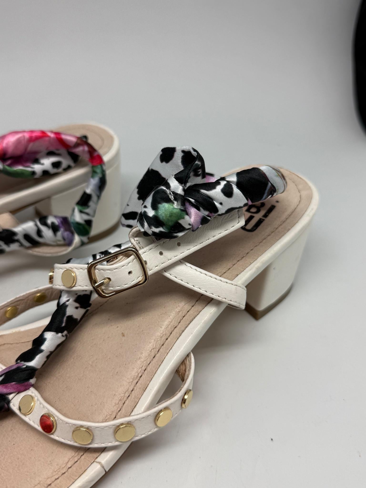 Bibi Lou White Leather Heels With Studded Straps — additional view 9