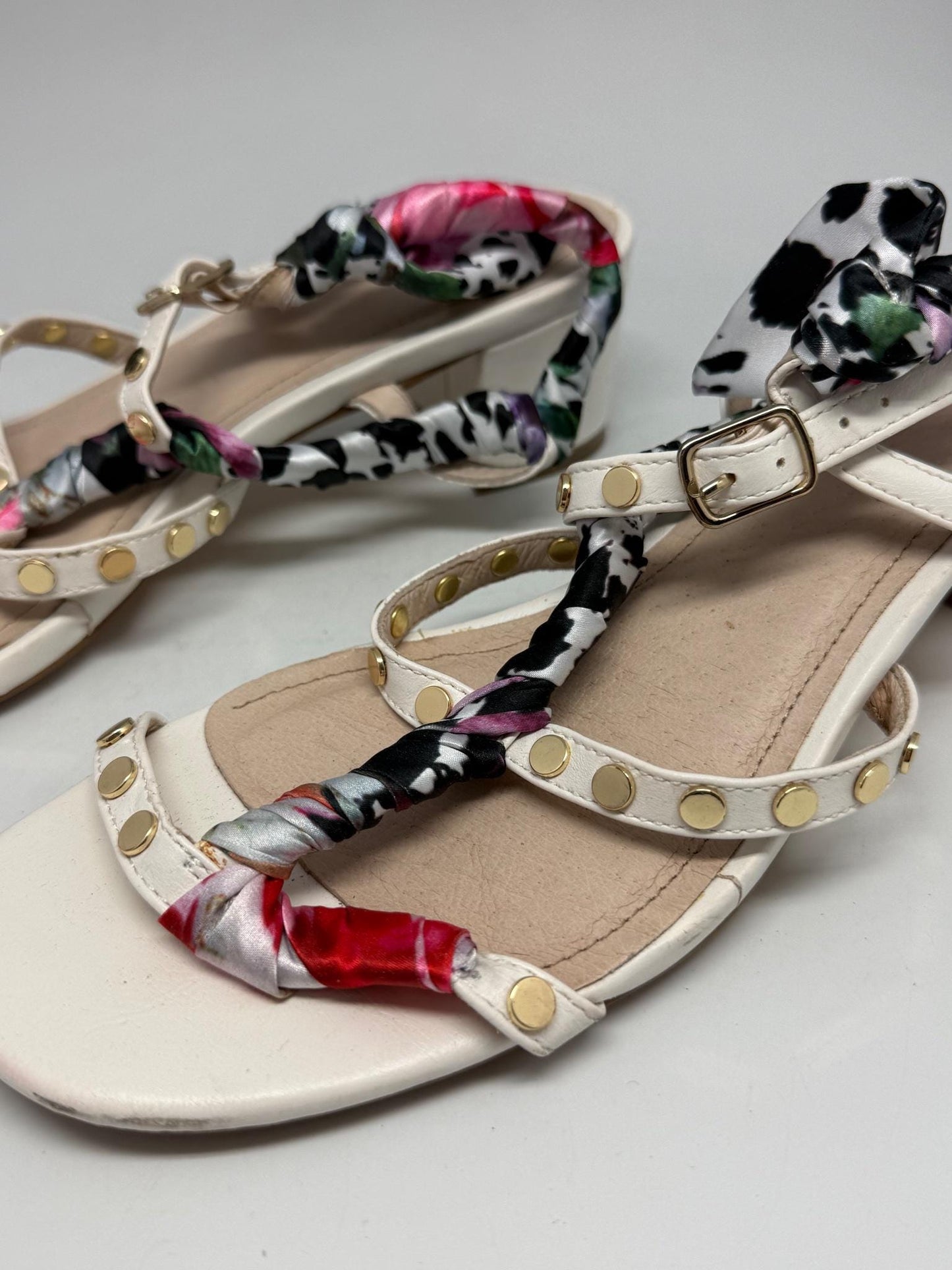 Bibi Lou White Leather Heels With Studded Straps — additional view 10