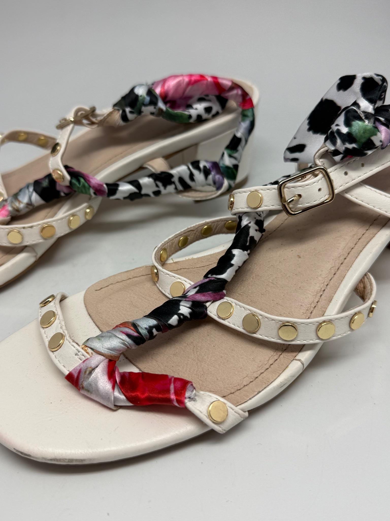 Bibi Lou White Leather Heels With Studded Straps — additional view 10
