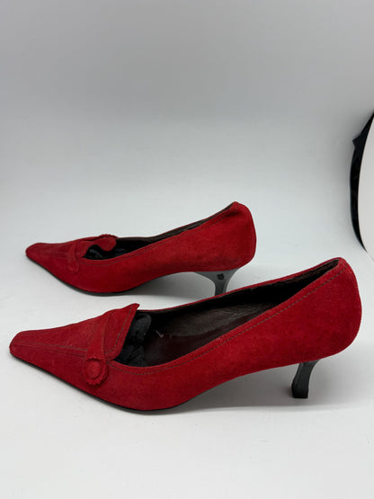 Red Cortefiel Leather Shoes, Made in Spain — fabric close-up