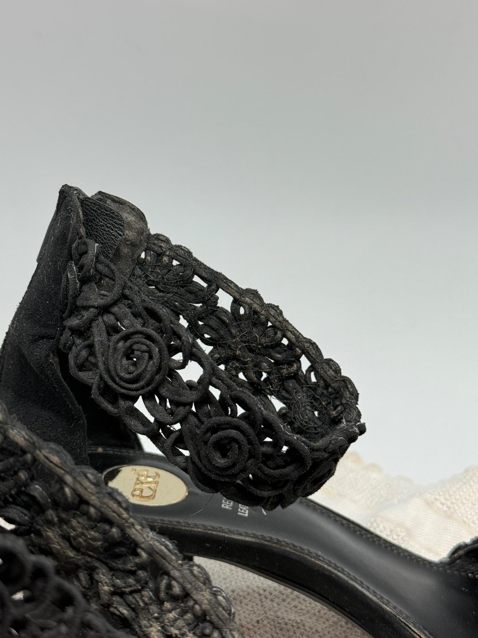 Black Heels With Floral Crochet Detail — additional view 15