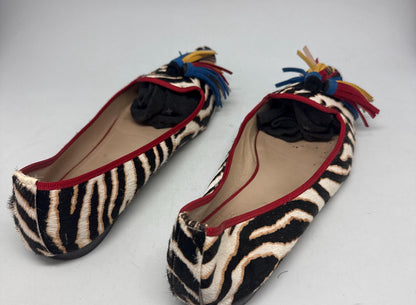 Zebra Leather Ruffled Loafers — back view