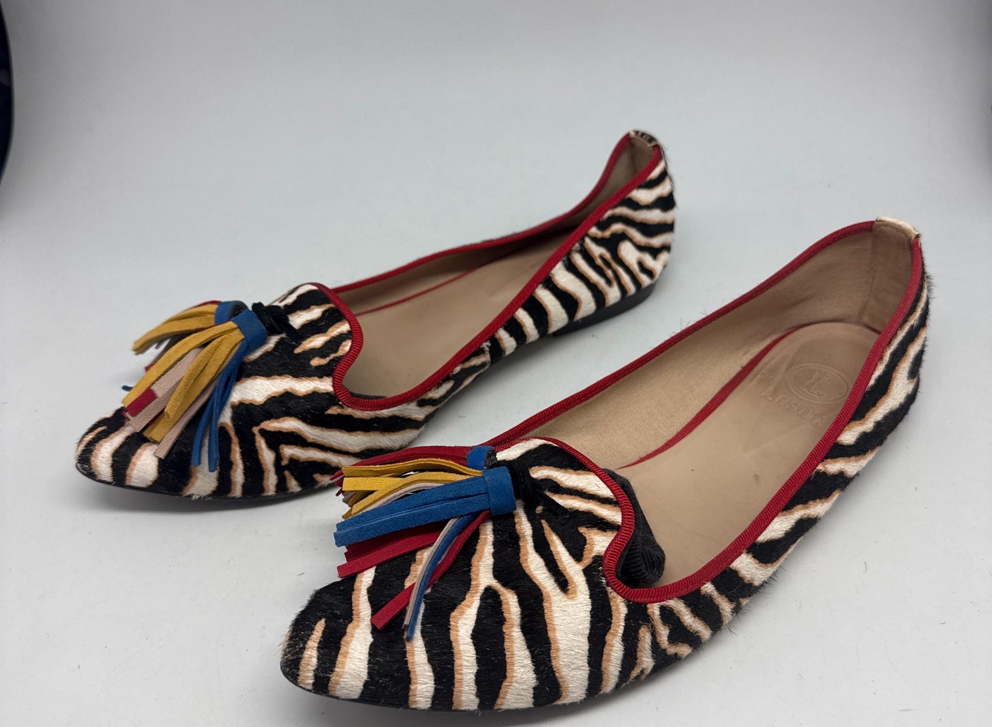 Zebra Leather Ruffled Loafers — additional view 6