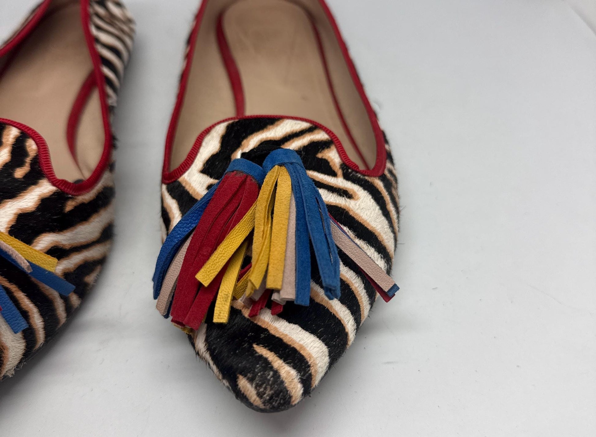 Zebra Leather Ruffled Loafers — additional view 8