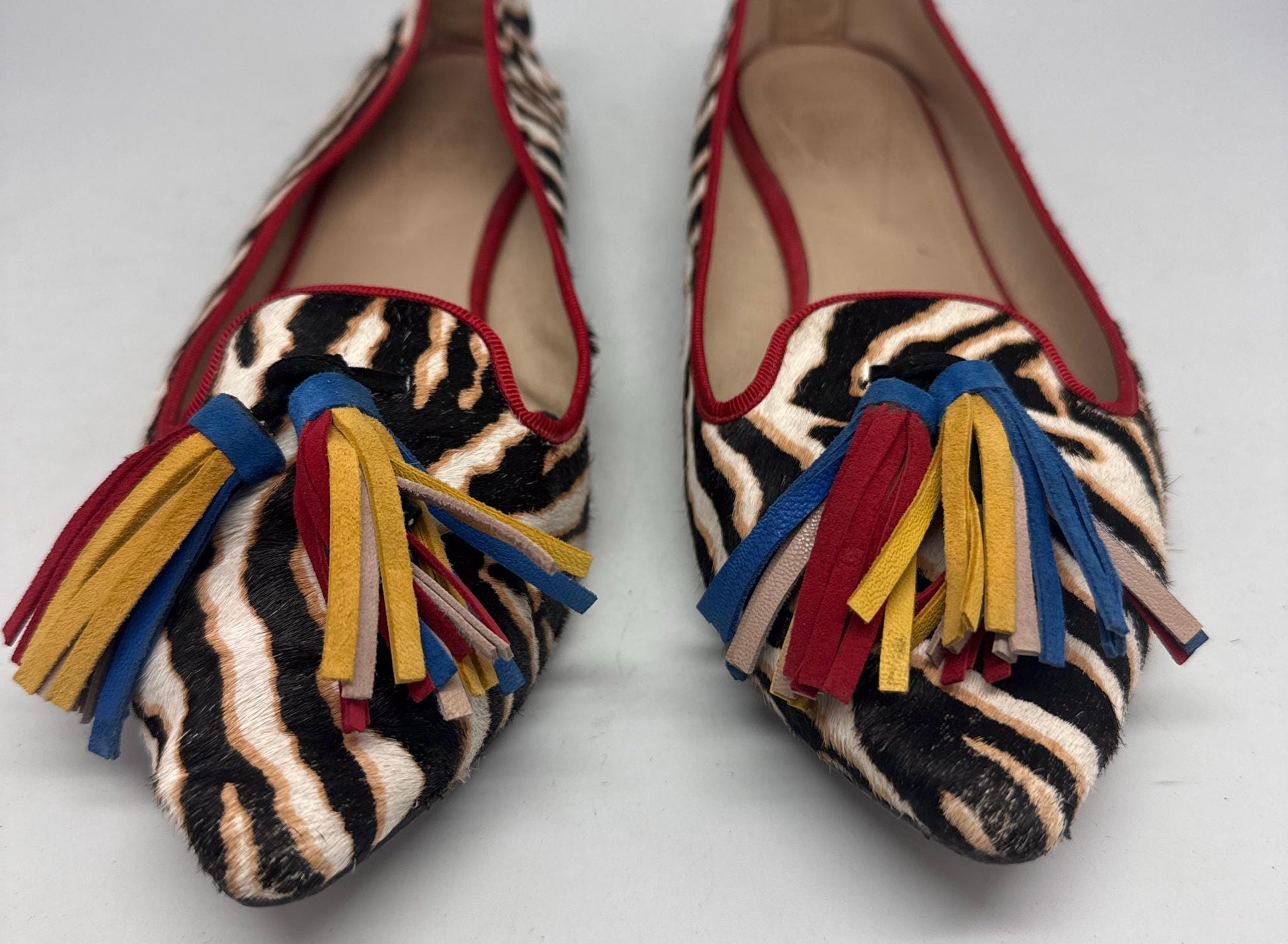 Zebra Leather Ruffled Loafers — additional view 9