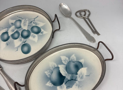 Porcelain Blue Fruit Trays Set, 20cm Elegant Design