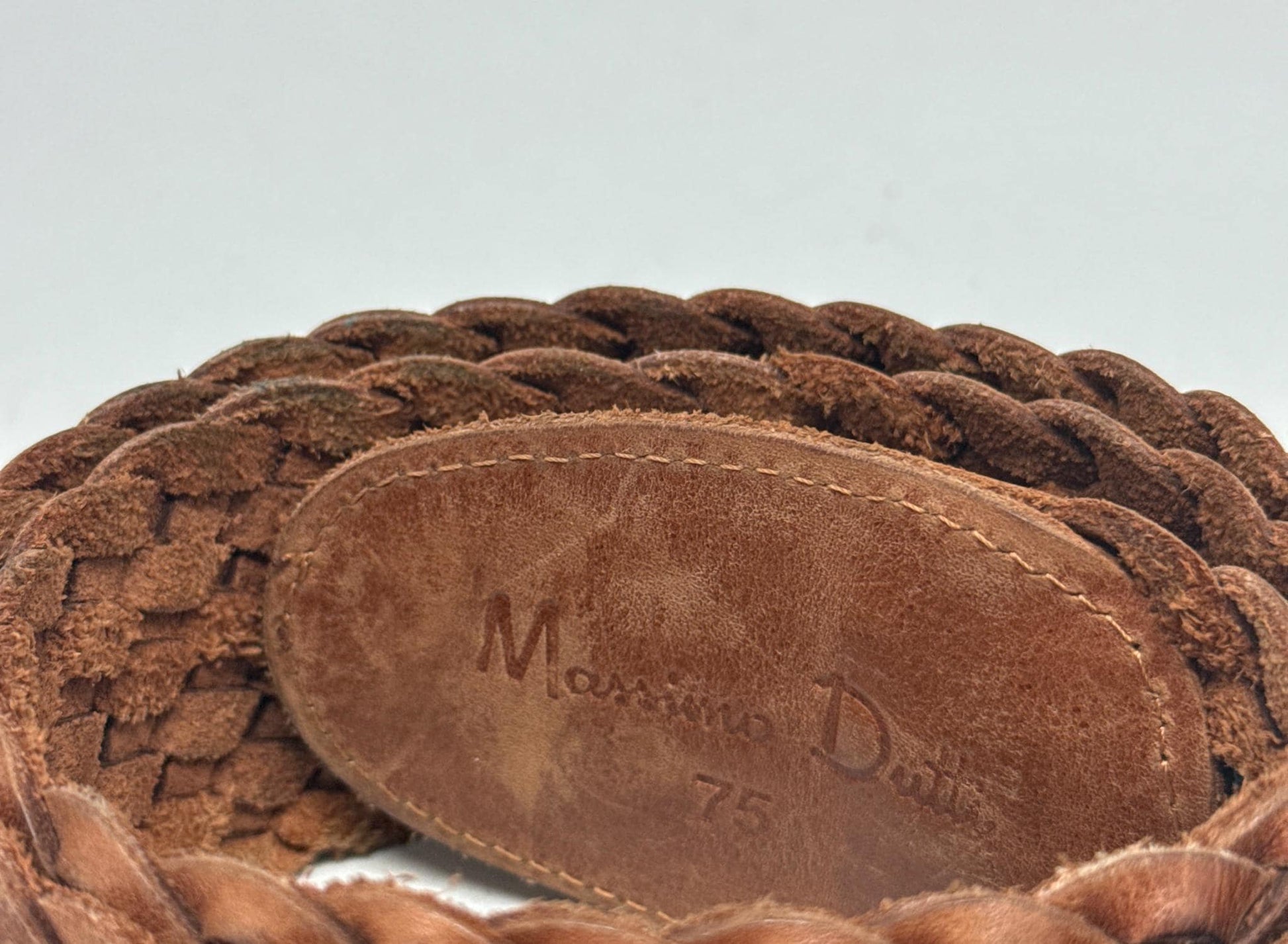 Massimo Dutti brown leather belt, Size 75 woven design
