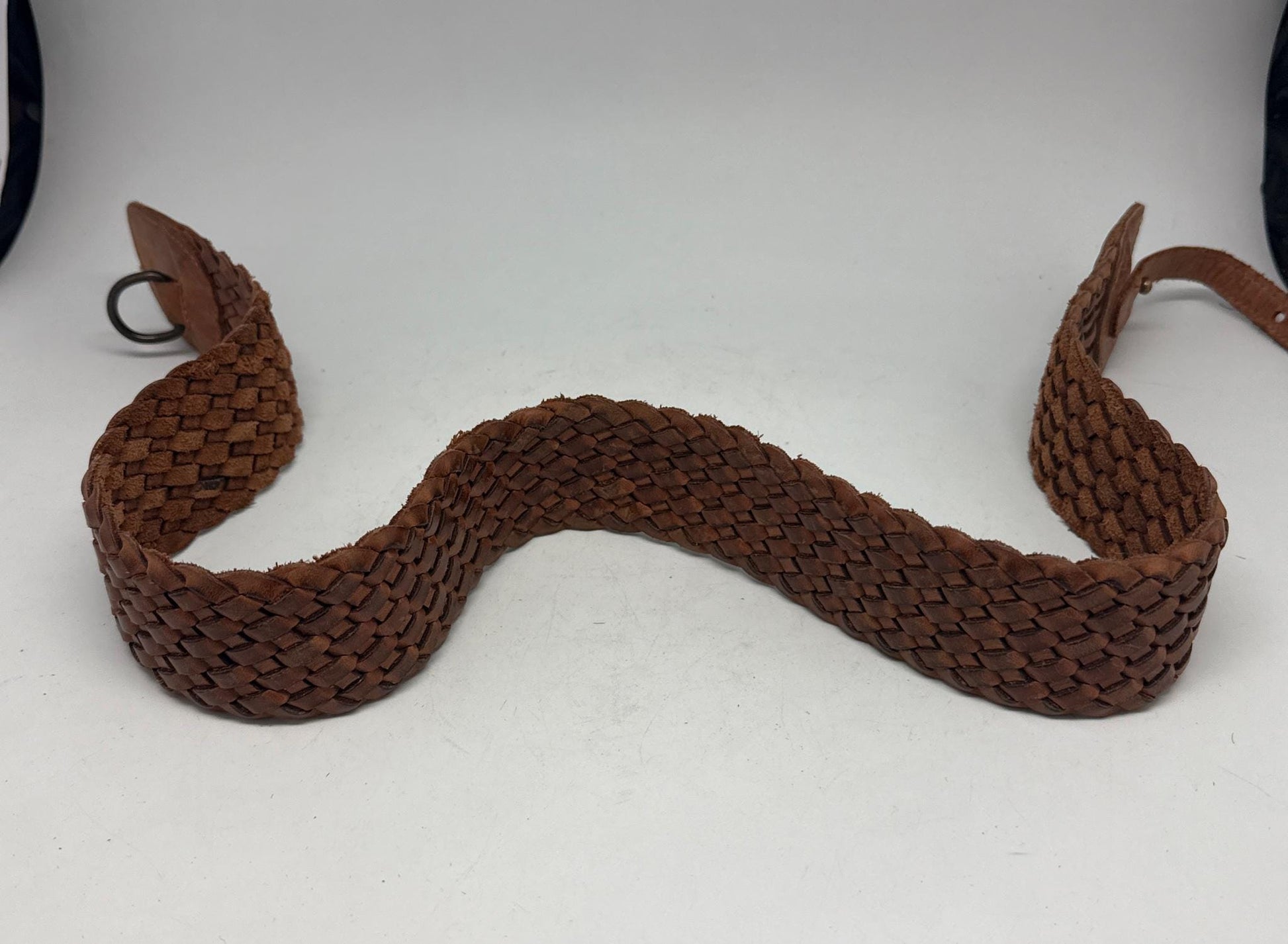 Massimo Dutti brown leather belt, Size 75 woven design