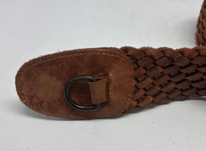 Massimo Dutti brown leather belt, Size 75 woven design