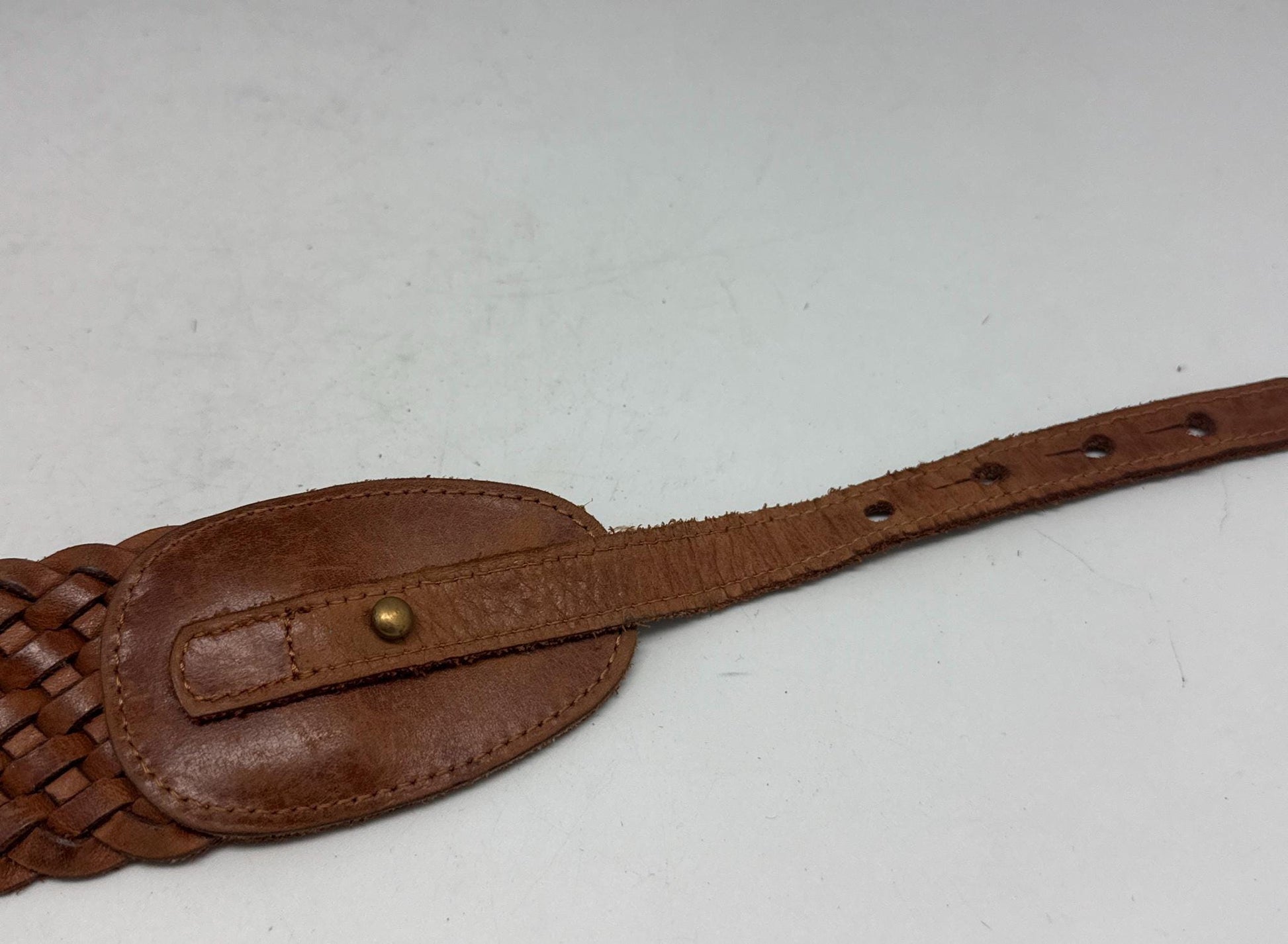 Massimo Dutti brown leather belt, Size 75 woven design