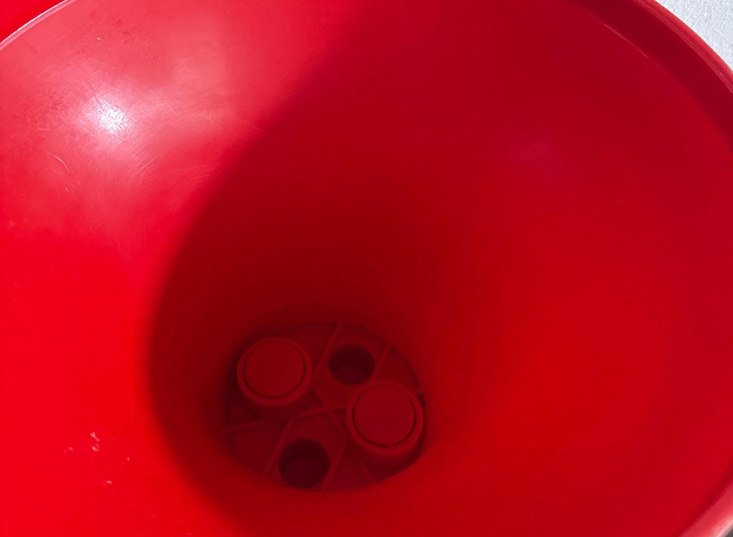 Contemporary Red Plastic Storage Stool — fabric close-up