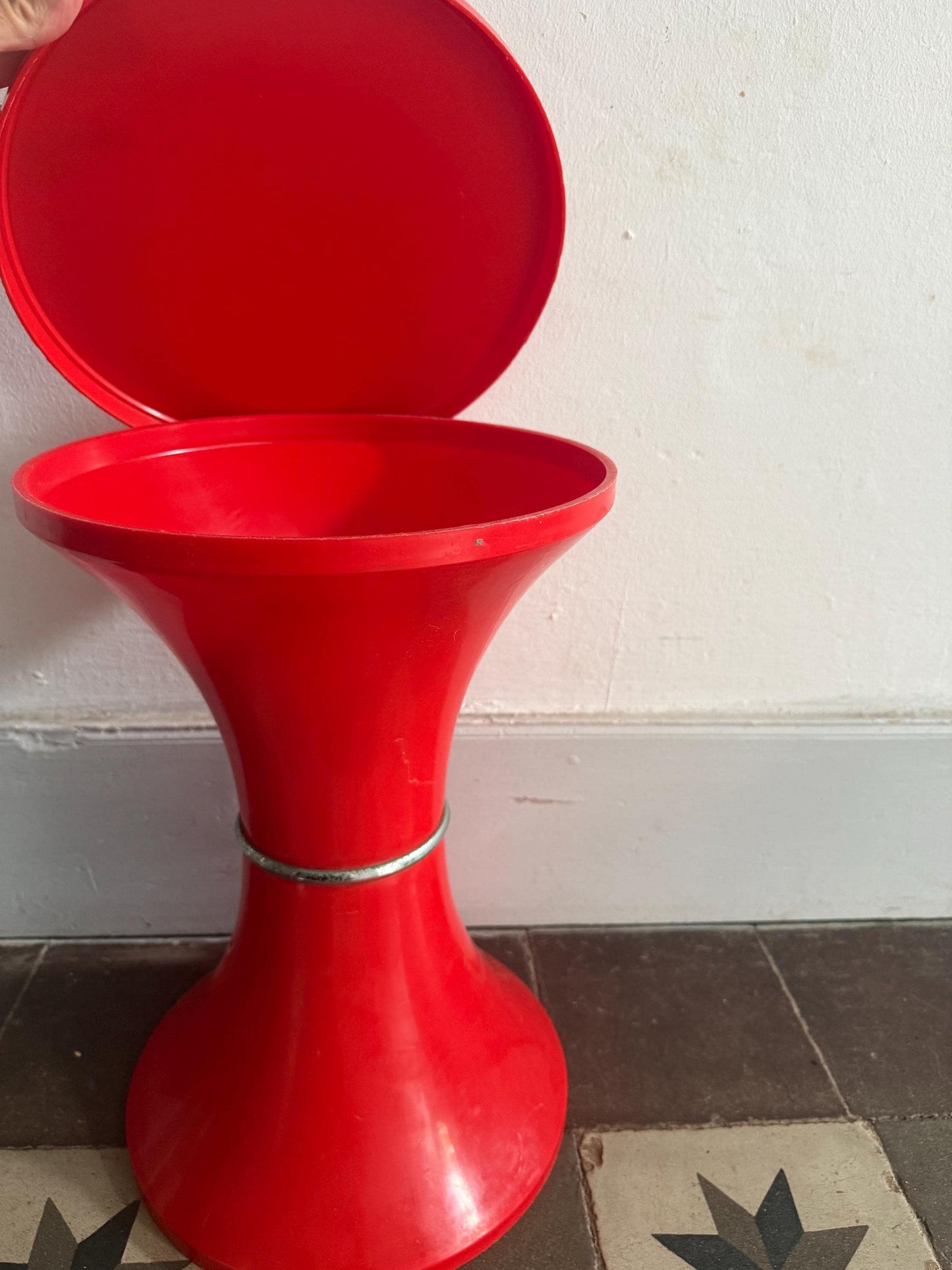 Contemporary Red Plastic Storage Stool — additional view 9