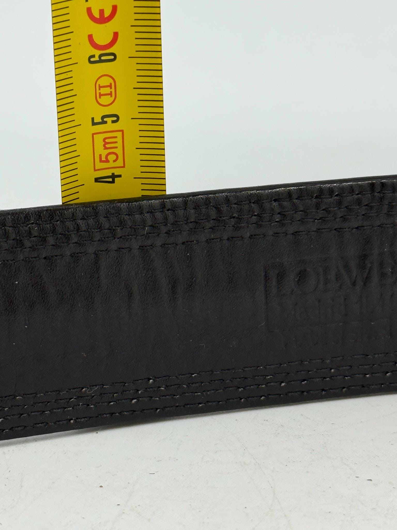 Vintage Black Leather Belt With Gold Buckle — additional view 6