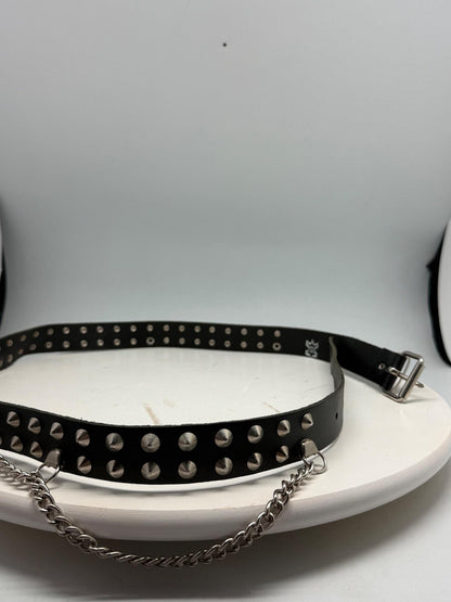Gothic Black Leather Belt With Silver Studs — additional view 10