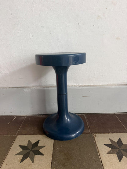 Vintage Blue Round Stool, Light Plastic — additional view 5