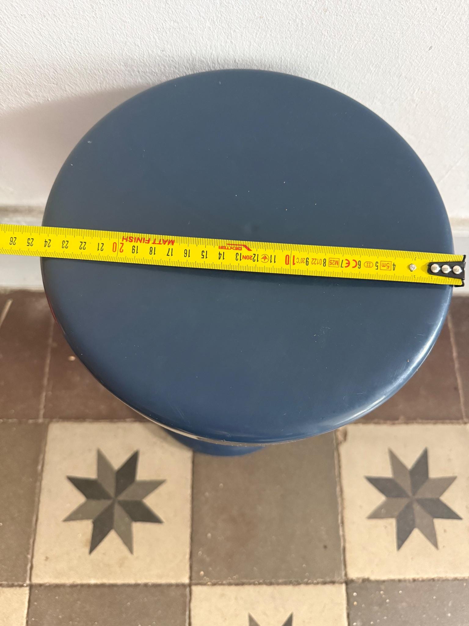 Vintage Blue Round Stool, Light Plastic — additional view 6