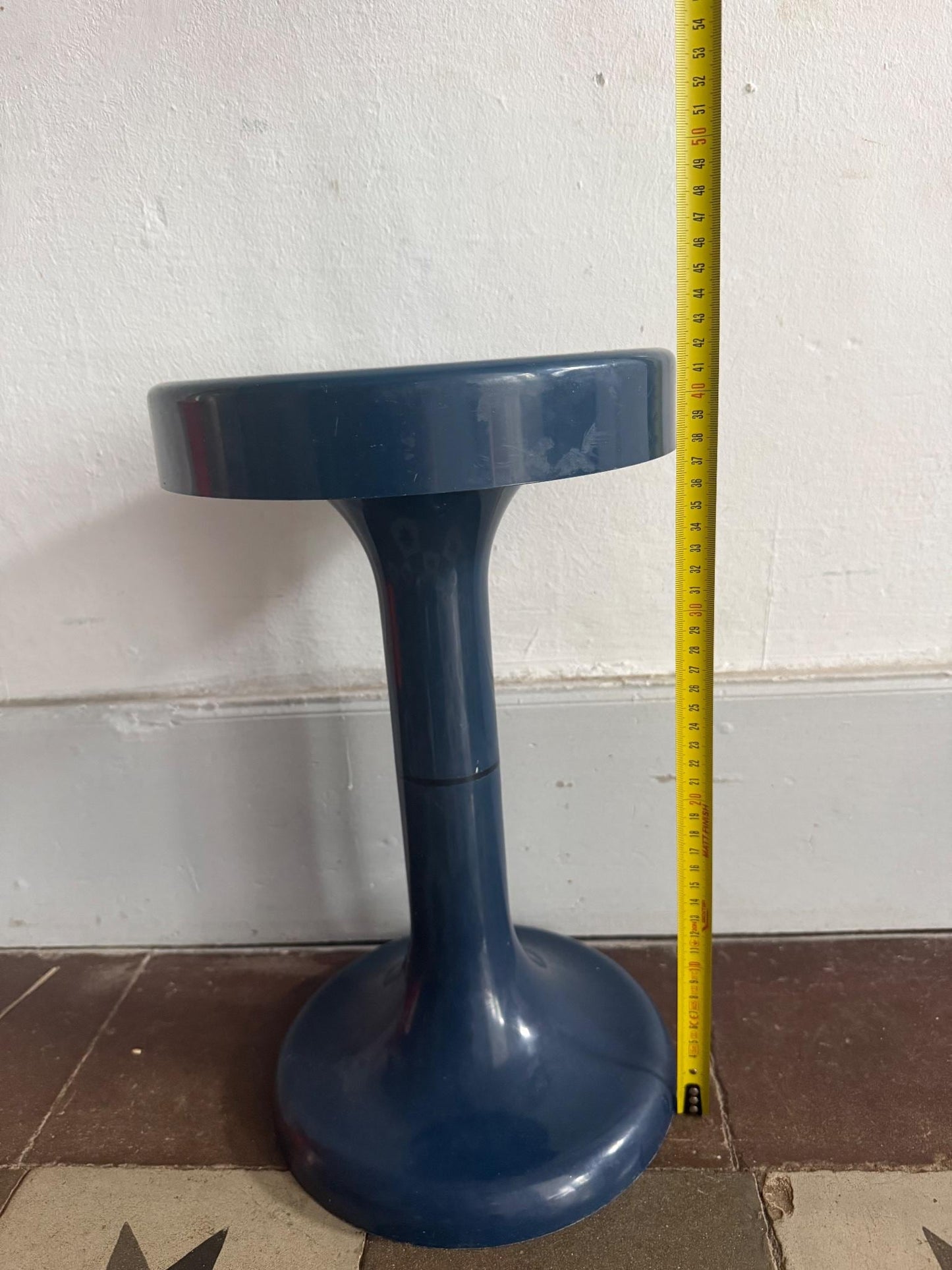 Vintage Blue Round Stool, Light Plastic — additional view 7