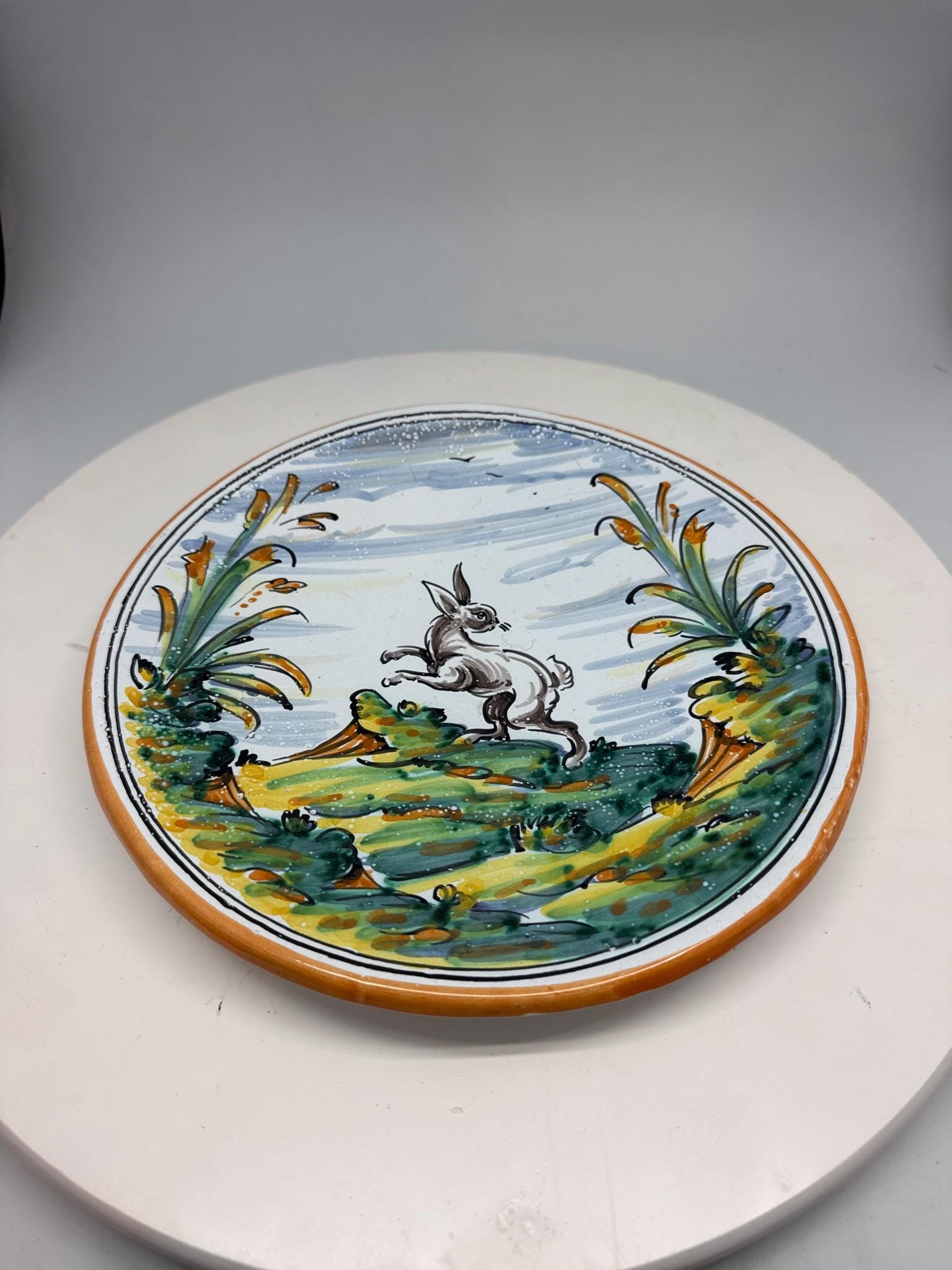 Vintage Handpainted Rabbit Ceramic Plate