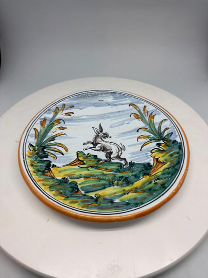 Vintage Handpainted Rabbit Ceramic Plate