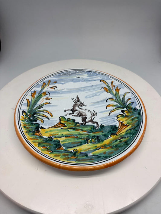 Vintage Handpainted Rabbit Ceramic Plate