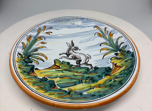 Vintage Handpainted Rabbit Ceramic Plate — detail
