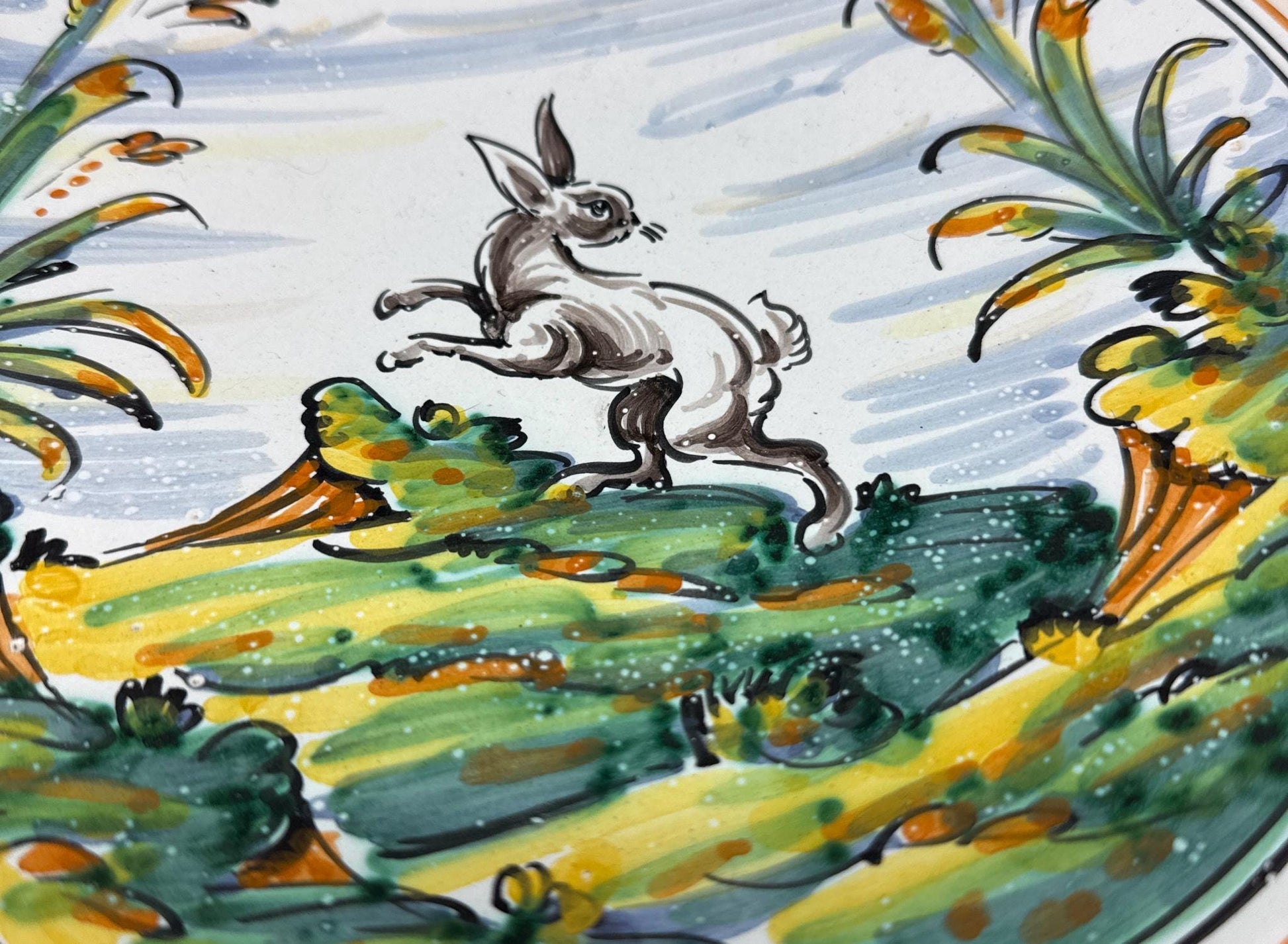 Vintage Handpainted Rabbit Ceramic Plate — additional view 6