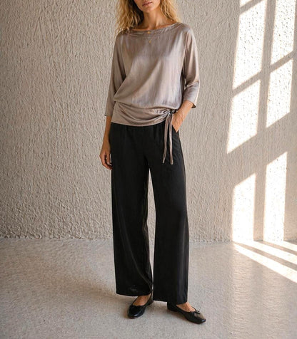 Taupe Silk Shirt for Elegant Office Wear