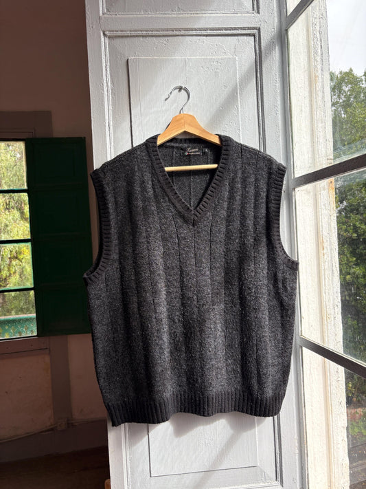 Dark Grey Wool Blend Waistcoat — detail