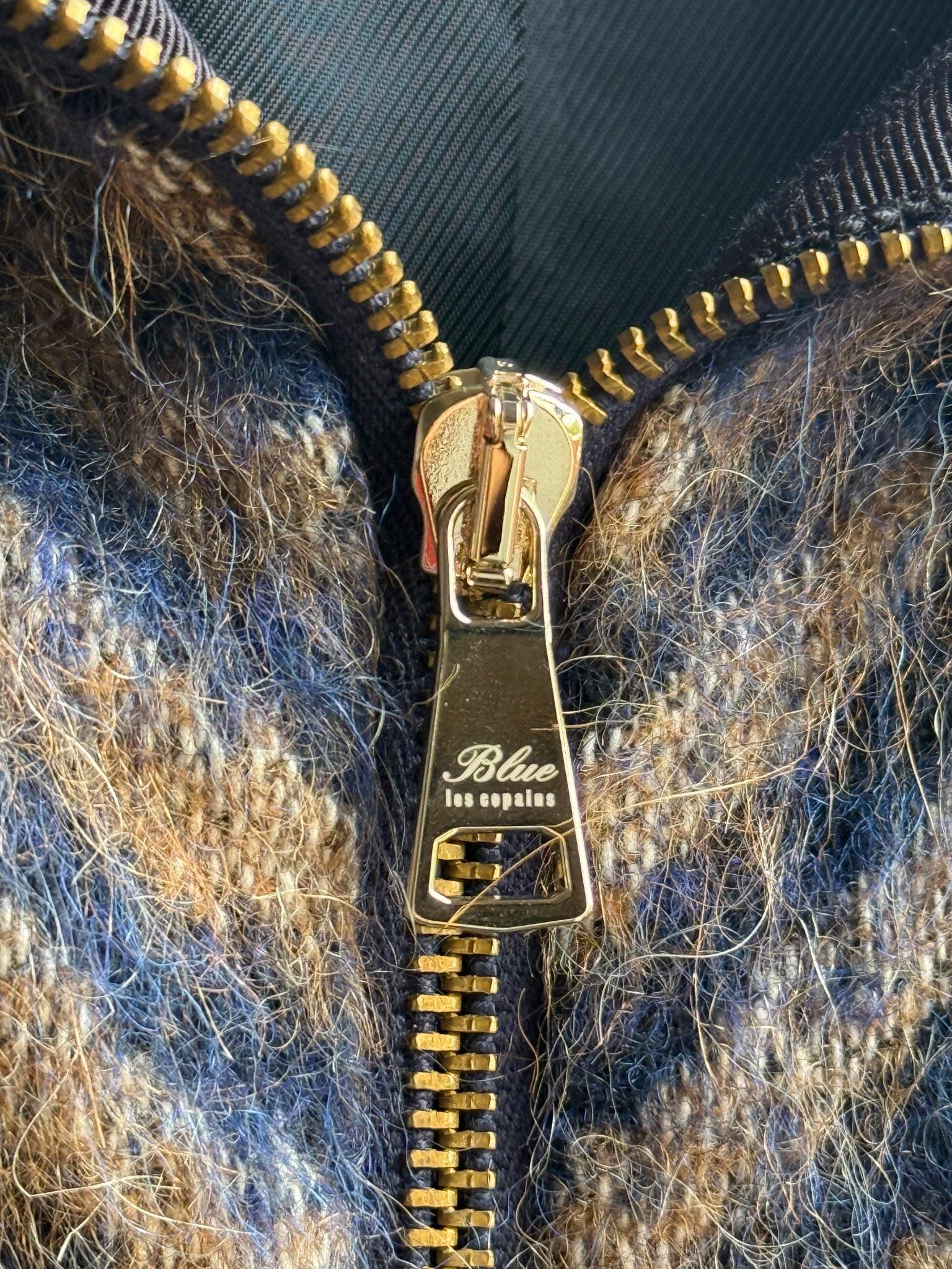 Blue Les Copains blue wool winter coat, made in Italy, ribbed collar, vintage style, casual wear