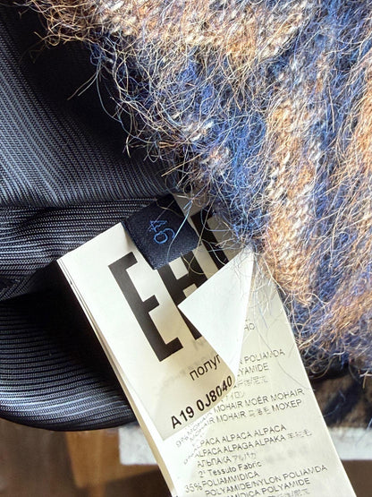 Blue Les Copains blue wool winter coat, made in Italy, ribbed collar, vintage style, casual wear